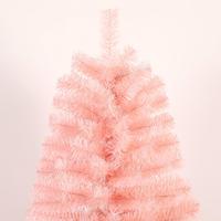 Hochwertiger, individuell anpassbarer, pinkfarbener PVC-Kunstzeder-Weihnachtsbaum mit faltbarem Standfuß und warmweißen LED-Lichtern