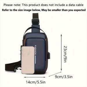 Sac à bandoulière multifonction antivol USB pour homme, sac de poitrine de voyage, sac messager pour homme - Product Image 4