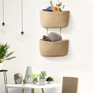 Suspensions pour plantes d'intérieur, paniers de rangement suspendus en plastique, grands paniers tressés, décorations murales pour fruits et légumes, jardinières pour clôtures - Product Image 1