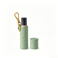 Boîtes Cadeaux Cylindriques Mini Premium Vides pour Parfum, Emballage Personnalisé en Cuir d'Autruche pour Bouteille de Parfum avec Porte-clés