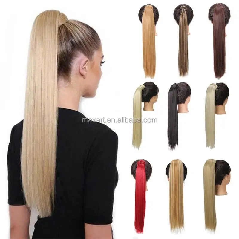 22inch Straight Synthetic Wrap Around Ponytail Extension Clip in Ponytail Extension for Women