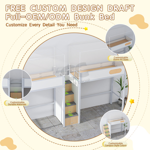 <span class=keywords><strong>Lit</strong></span> superposé ergonomique <span class=keywords><strong>avec</strong></span> <span class=keywords><strong>bureau</strong></span> et escalier, optimisé pour l'espace, pratique, pour dortoir d'école secondaire - Product Image 4