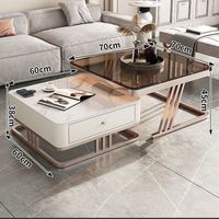 Ensemble Mobilier de Salon Modulable GEDO Luxe Or et Blanc : Table Basse et Meuble TV 2026