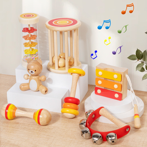Juego <span class=keywords><strong>de</strong></span> 7 Juguetes <span class=keywords><strong>de</strong></span> Madera Natural para Bebés, Promueven el <span class=keywords><strong>Desarrollo</strong></span> Sensorial, Sonajeros Orgánicos para Recién Nacidos y Juguetes Musicales Montessori - Product Image 2