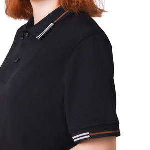 Polo Negro Unisex, Tela Ligera y Transpirable con Elegante Ribete Blanco en el Cuello, Perfecto para Uniformes Escolares o de Negocios - Product Image 4