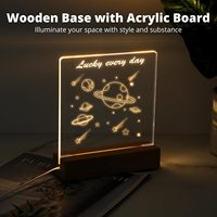 Деревянная подставка с LED-подсветкой и акриловой пластиной, питание от USB, для хрусталя, 3D-изделий из смолы, стекла, DIY ночников, декора