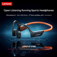 Écouteurs sportifs à conduction osseuse sans fil Lenovo S108 avec Bluetooth intégré, mémoire 32 Go, étanches et suppression du bruit ENC