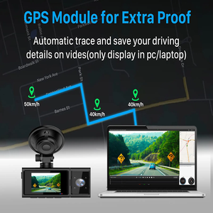 3 caméras 4K+2K+1080P, écran IPS 2 pouces, mini caméra embarquée pour voiture, angle de 170°, batterie intégrée, enregistrement en boucle, GPS, contrôle par application, avant/arrière - Product Image 2