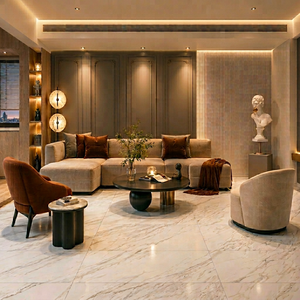 Azulejo Vitrificado de Porcelana Esmaltada Premium 600x1200mm, Superficie Decorativa de Lujo Minimalista para Baño, Efecto Mármol Hielo Constante - Product Image 1