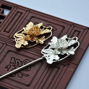 Pure Copper 180mm Three Dimensional Peony Hairpin Gold Silver Plating <b>Wedding</b> Hair <b>Accessory</b> - Product Image 1