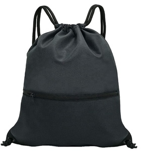 Free Sample Packaging Polyester Sports <b>Backpack</b> Drawstring Bag with Pouch - Product Image 2