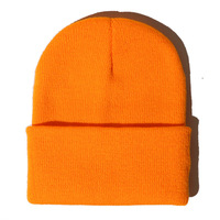 Gorros térmicos de punto cálidos para hombre y mujer, gorros de invierno acrílicos lisos con logotipo de parche tejido personalizado