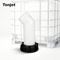 Raccord de sortie de tuyau courbé S60x6 pour transfert de produits chimiques IBC avec capuchon à languettes filetées grossières et joint d'étanchéité