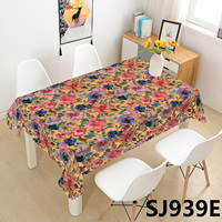 Nappe en PVC à imprimé floral personnalisé, anti-taches, motif de fleurs rouges, pour restaurant et usage quotidien