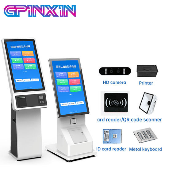 Desktop Stand 15 17 21.5 Inch Self Service Queuing Ticket Touch Kiosk Payment Terminal With Thermal Printer QR Code Scanner POS