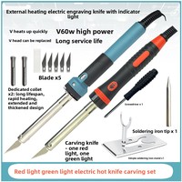 Couteau à découper électrique à chauffage externe, fer à souder 220V 60W, prise EU, poignée en caoutchouc, pointe pointue multi-usage