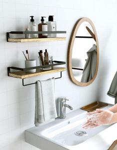 Étagères d'angle flottantes en <span class=keywords><strong>bois</strong></span>, 1 pièce, meubles de rangement mural avec ficelle, Paulownia, porte-serviettes - Product Image 2