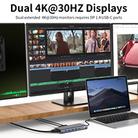 Hub multiport USB-C en aluminium Superspeed 14-en-1 avec double HDTV 4K VGA 1080P USB 3.2 3.0 2.0 Type-C SD TF RJ45 Audio Mic 100W PD