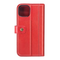 Étui pour téléphone portable de luxe, en cuir véritable de vache rouge, pochette multi-cartes, pour iphone 13