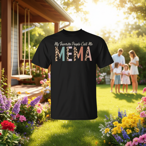 T-shirt à imprimé léopard « My Favorite People Call Me Mema » pour grand-mères, cadeau pour la fête des mères - Product Image 3