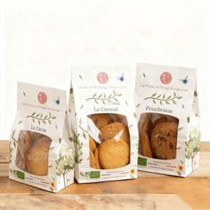 Sac en papier kraft brun personnalisé avec fenêtre pour emballage alimentaire de petits pains, beignets, toasts et sandwichs de boulangerie - Product Image 4