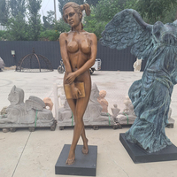 Sculpture de femme nue en bronze grandeur nature, faite à la main, avec une pose de danse gracieuse, couleur personnalisable, moulage pour décoration extérieure