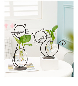 <span class=keywords><strong>Vaso</strong></span> in Vetro da Tavolo con Supporto Moderno e Creativo a Forma di Gatto per Piante Idroponiche, Decorazione Casa e Matrimonio - Product Image 1