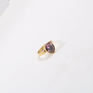 Goojoolim — bague en acier inoxydable plaqué or 18K pour femmes, bijou en gros diamant violet, noir - Product Image 2