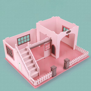 Grande <span class=keywords><strong>maison</strong></span> de poupée éducative en bois rose pour filles, de grande qualité, bricolage, construction en gros, <span class=keywords><strong>maison</strong></span> de poupée en bois pour enfants - Product Image 2