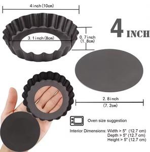 6 moules à tartelettes miniatures de 4 pouces avec fond amovible, ensemble de moules à quiche ronds antiadhésifs, moule à muffins réutilisable - Product Image 5