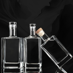 Bán buôn vuông rỗng Flint chai thủy tinh 250ml 375ml 500ml <span class=keywords><strong>750ml</strong></span> lưu trữ chất lỏng <span class=keywords><strong>container</strong></span> rõ ràng chai rượu vang với Stopper - Product Image 5