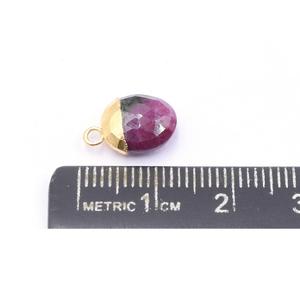 Piedra de Rubí Zoisita de 12 a 14 mm con Base Ovalada Chapada en Oro para la Elaboración de Joyas - Product Image 2
