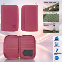 Portefeuille de voyage chic en cuir PU gaufré avec fermeture éclair, style intemporel, multiples emplacements pour cartes, fermeture éclair métallique lisse