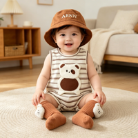 Combinaison fine en coton unisexe pour bébés Summer Infant & adorable barboteuse rayée élégante pour les sorties
