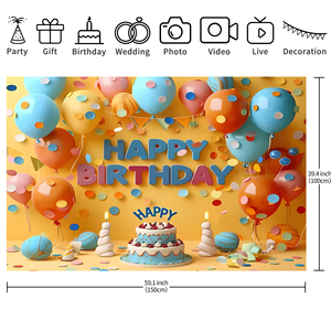 Latar Belakang Pesta Cetak Balon Pelangi untuk Dekorasi Ulang Tahun Anak Perempuan - Product Image 5