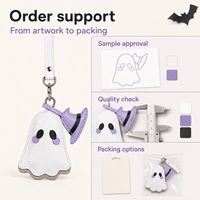 Colgante de cuero personalizado para Halloween con diseño de peluche, tamaño y patrón personalizables para compradores de marcas de etiqueta privada