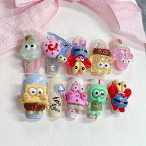 Hecho a mano cubierta completa prensa falsa Artificial en la punta de las uñas reutilizable uñas francesas flor Acrílico falso magnético Rhinestone <span class=keywords><strong>bailarina</strong></span> - Product Image 3