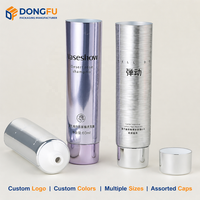 Tube cosmétique vide personnalisable en plastique ABL souple de 60 ml avec effet métallique argenté et bouchon à vis pour crème et lotion de soin de la peau