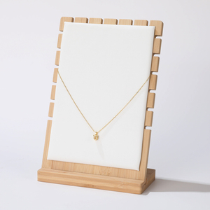 Elegant Wooden Jewelry <b>Display</b> Stand with PU or velvet Surface and Multiple Slots for Necklace Pendant Retail Presentation - Product Image 3