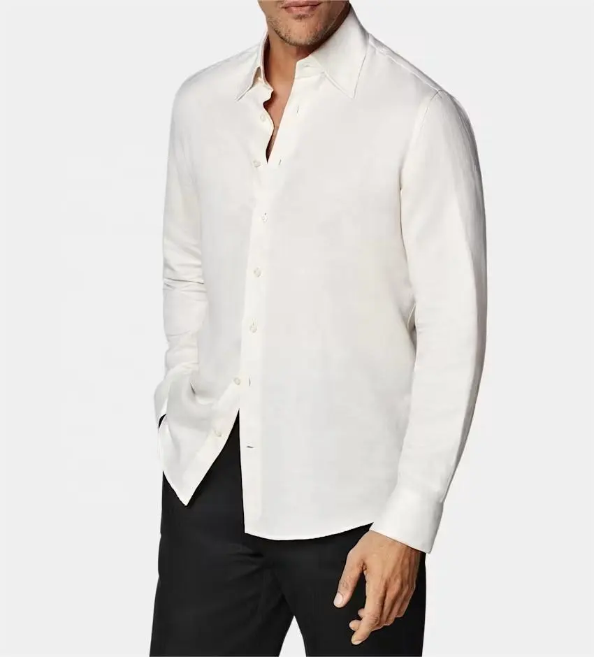 Camicia Casual di alta qualità/ODM personalizzata tinta unita camicia classica abbottonata per gli uomini