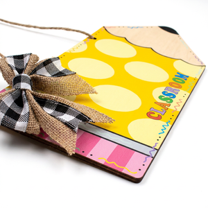 Plaque de <span class=keywords><strong>porte</strong></span> en bois pour salle de classe, nom d'enseignant personnalisé, plaque suspendue pour école avec lettres DIY en vrac - Product Image 2