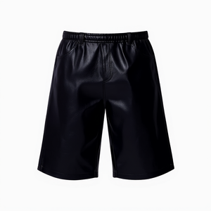Premium Quality Loose Fit Good Selling Customized Logo Print Breathable Lightweight Durable Adult Outer Wear Leather Shorts - Product Image 1