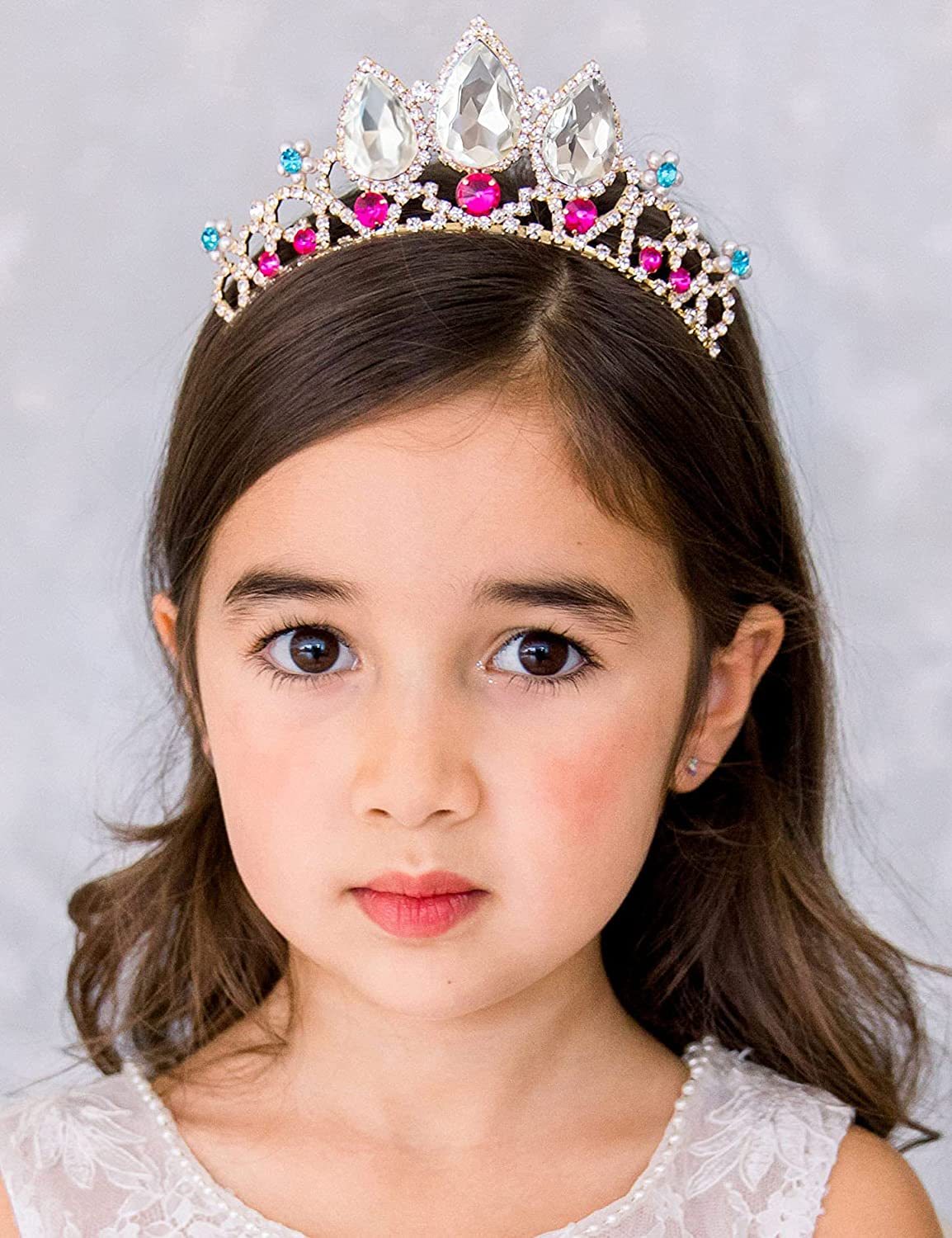 Hengkaixuan Princess Crown Halloween Cosplay Hair Accessories Girls Pretty Rapunzel Tiara Sparkly Tiara Bridal Wedding Crystal Hair Band Tiara Pageant Tiara Birthday Gifts Cake Topper For Girls Women
