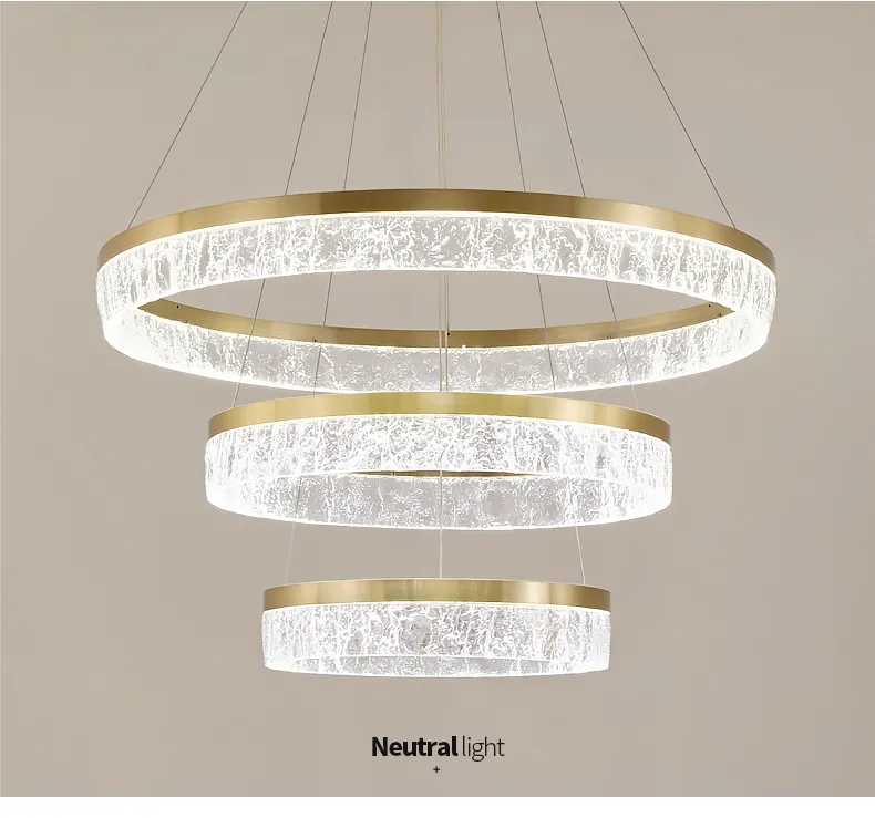 Modern Simple Resin Gold Ring Round Circles Pendant Lamp for Living Office Chandeliver Hanging Lamp