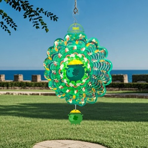 Molino de Viento 3D Mandala, Molino de Viento Colgante de Acero Inoxidable para Adornos de Jardín, Molinos de Viento Espirales de Plástico, Recipiente para Monedas Doradas - Product Image 6