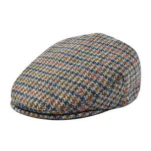 Chapéu clássico masculino de lã de tweed mistura de espinha de peixe Newsboy Ivy Chapéu grande de carvão Newsboy Chapéu de feltro de lã