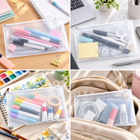 Sac transparent personnalisé avec logo et languette de traction pour accessoires de peinture, papeterie, rangement, voyage, emballage de chaussettes, refermable