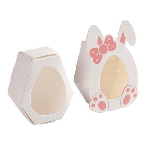 DIY折りたたみギフトボックスウサギ漫画デザインイースターパーティー透明ビジュアルキャンディーボックス10 Px/バッグスタンピングペーパーボードフォルダー - Product Image 5