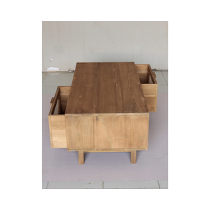Eleve el nivel de su sala de estar con una mesa de centro de color natural, hecha a mano con madera de teca y ratán de Indonesia, que ofrece un encanto rústico. - Product Image 1