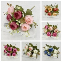 Fleur artificielle en gros, petite branche de rose exquise, teinte et gaufrée à la main, décoration d'intérieur, Fête du Poisson d'avril